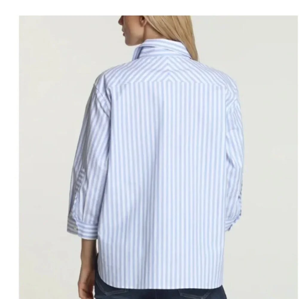 HINSON WU-"Halsey" 3/4 Sleeve Oversize Stripe Shirt-Size Medium - Picture 3 of 15